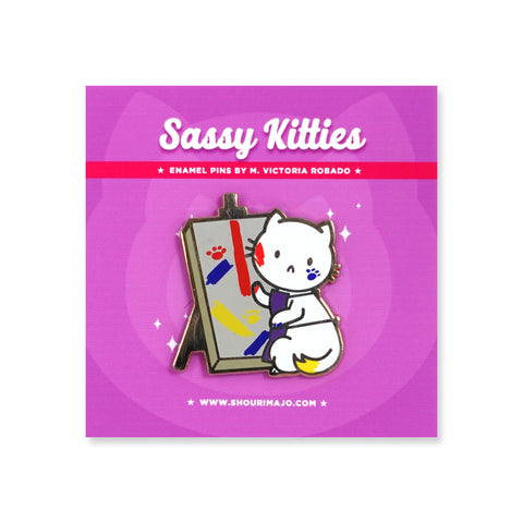 Sassy Kitties Artist Cat Enamel Pin
