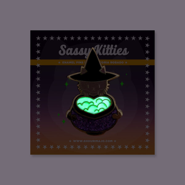 Sassy Kitties Witchy Kitties Cauldron Witch Cat Enamel Pin