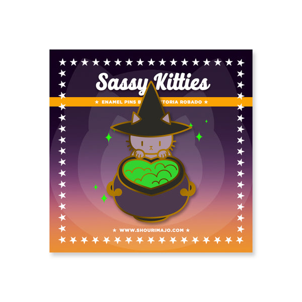 Sassy Kitties Witchy Kitties Cauldron Witch Cat Enamel Pin