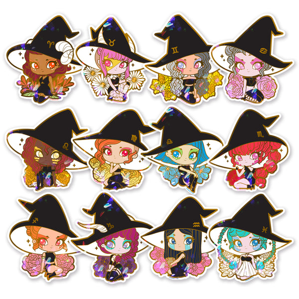 Cosmeek Zodiac Witches Sparkly Stickers