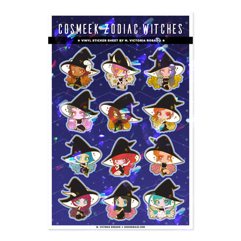Cosmeek Zodiac Witches Sparkly Sticker Sheet