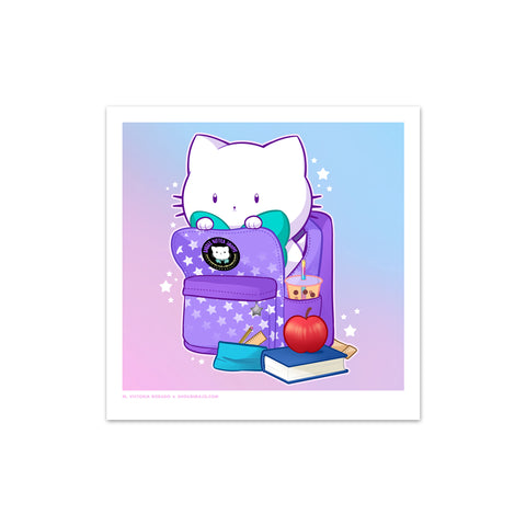 Bubble Kittea Back to School Art Print (Signed)