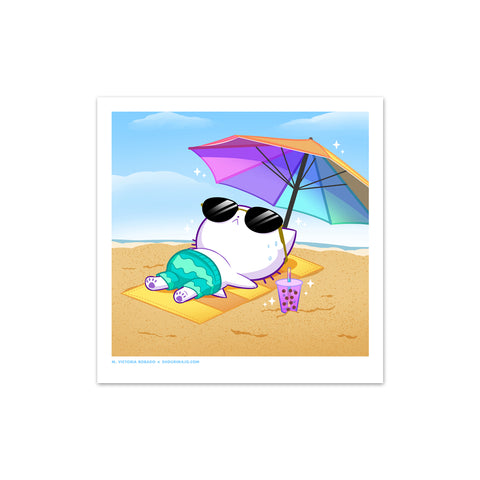 Bubble Kittea Beach Time Art Print (Signed)