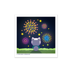 Bubble Kittea Fireworks Art Print (Signed)