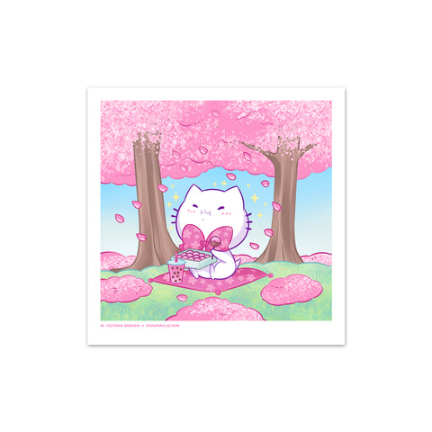 Bubble Kittea Hanami Art Print (Signed)