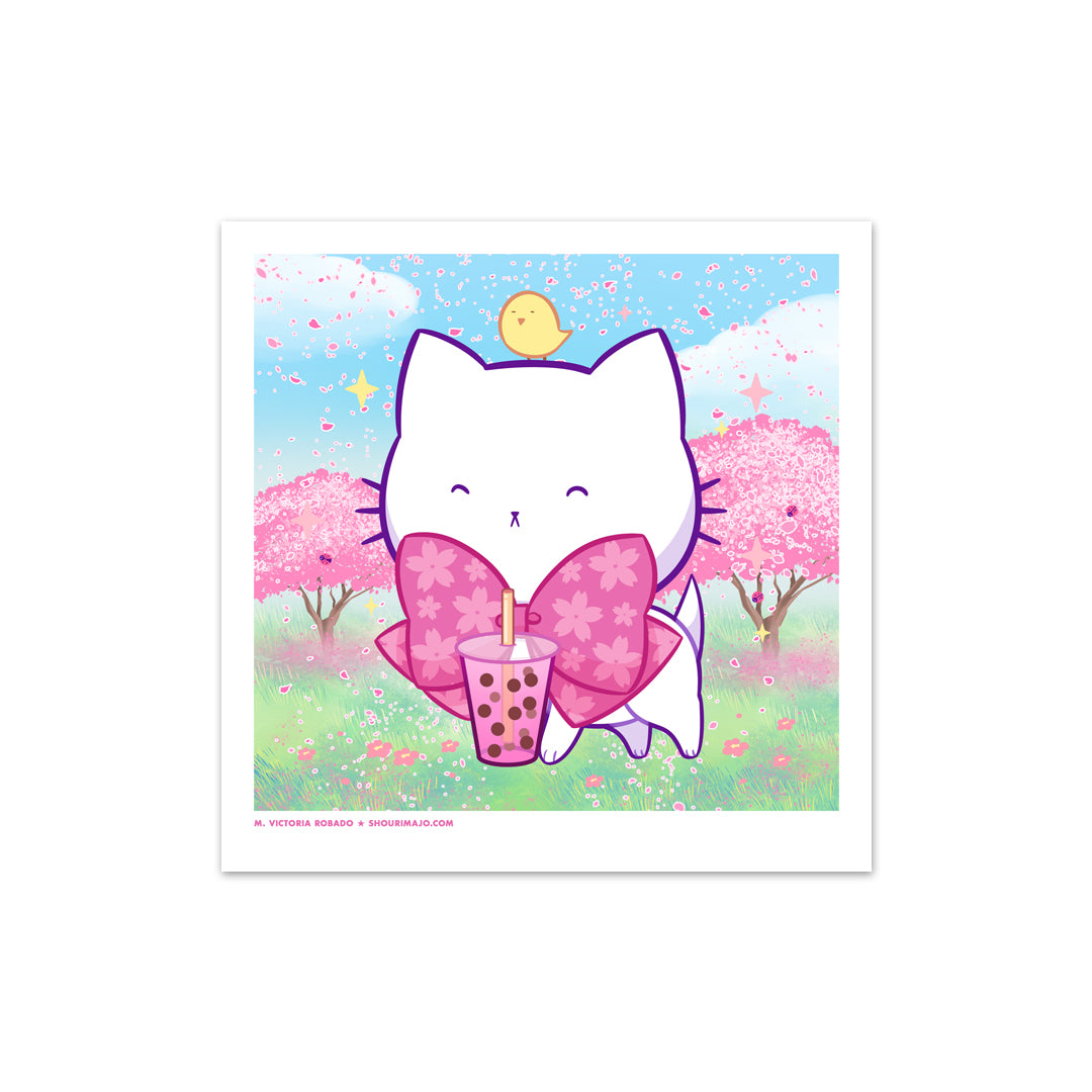 Bubble Kittea Spring Art Print (Signed)