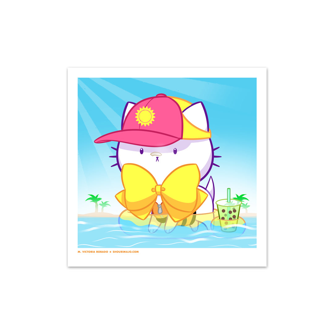 Bubble Kittea Summer Art Print (Signed)
