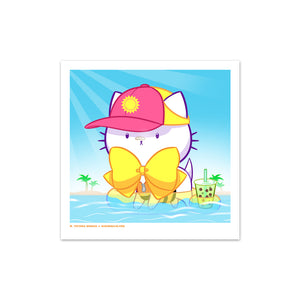 Bubble Kittea Summer Art Print (Signed)