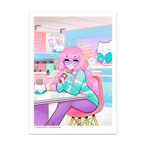 Bubbles at the Bubble Kittea Shoppe Art Print (Signed)