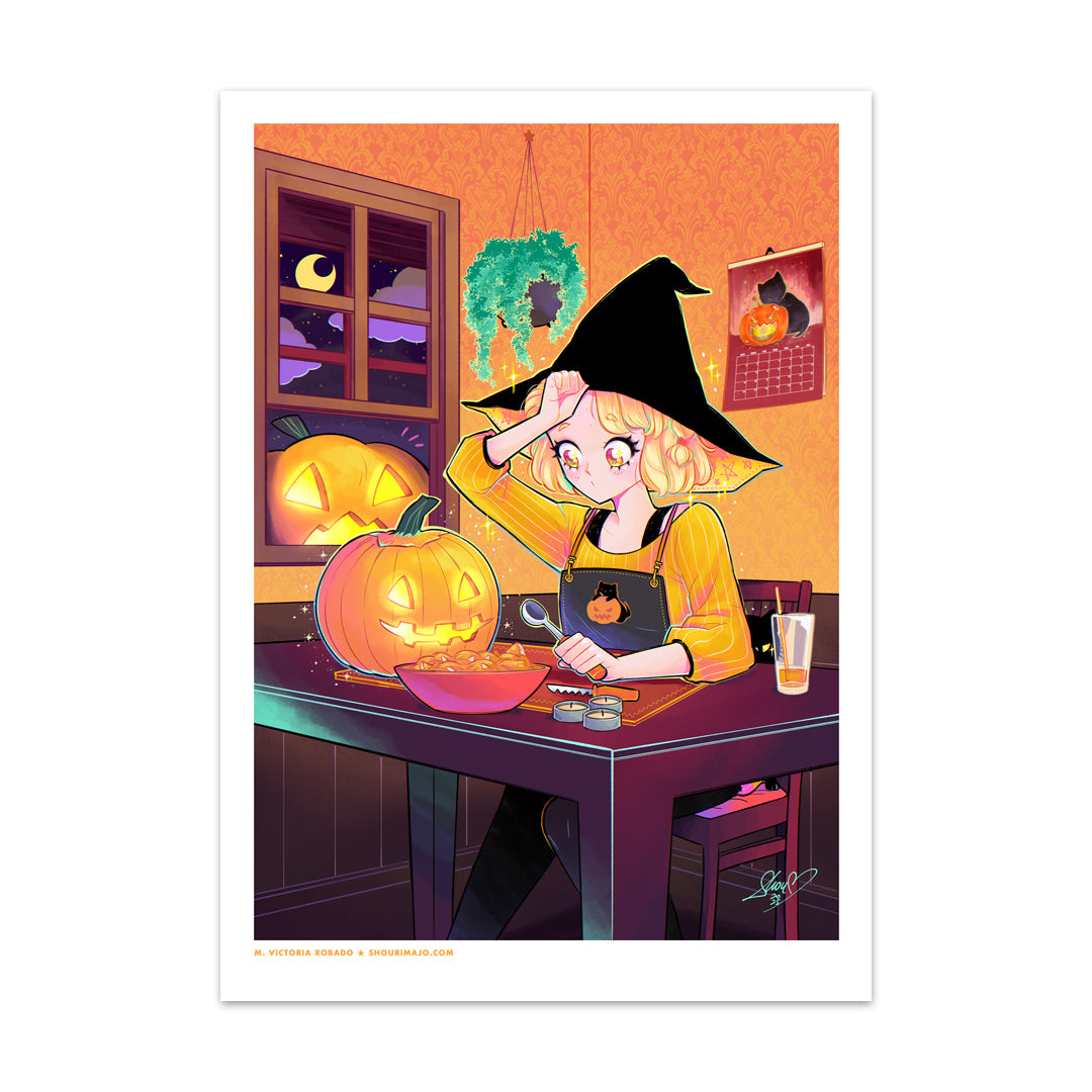 Halloween Pumpkin Carving Art Print (Signed)