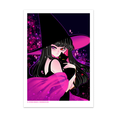 Ouija Witch & Cat Art Print (Signed)
