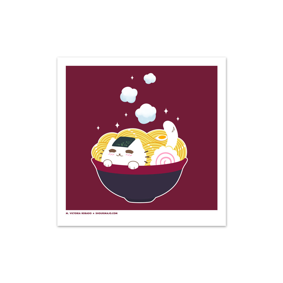 Sassy Kitties Sakura Matsuri Ramen Cat Art Print (Signed)