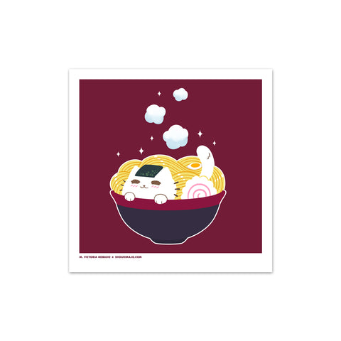 Sassy Kitties Sakura Matsuri Ramen Cat Art Print (Signed)