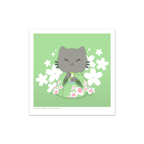 Sassy Kitties Sakura Matsuri Tea Ceremony Art Print (Signed)