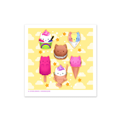 Sassy Kitties Summer Treats Art Print (Signed)