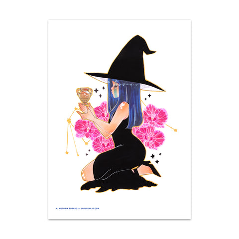 Aquarius Witchtober Cosmeek Zodiac Art Print (Signed)