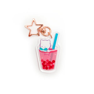 Bubble Kittea in a Cup Acrylic Keychain