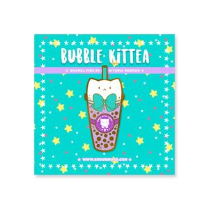 Bubble Kittea Tumbler Enamel Pin