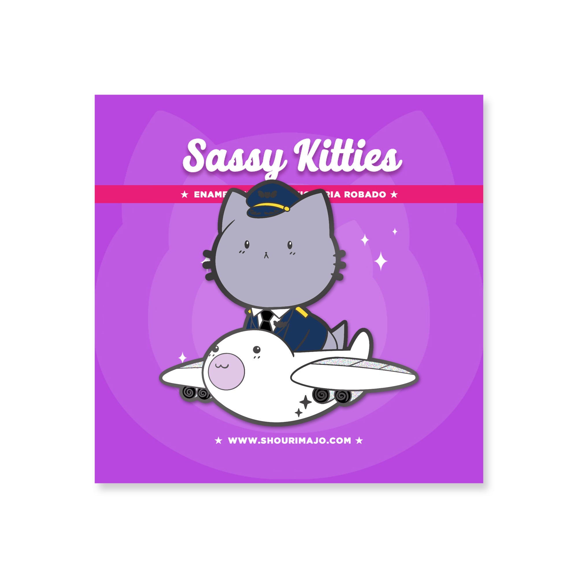 Sassy Kitties Pilot Enamel Pin