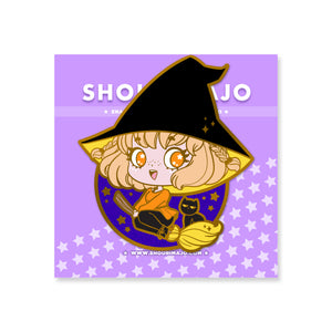 Chibi Halloween on her Broom Enamel Pin