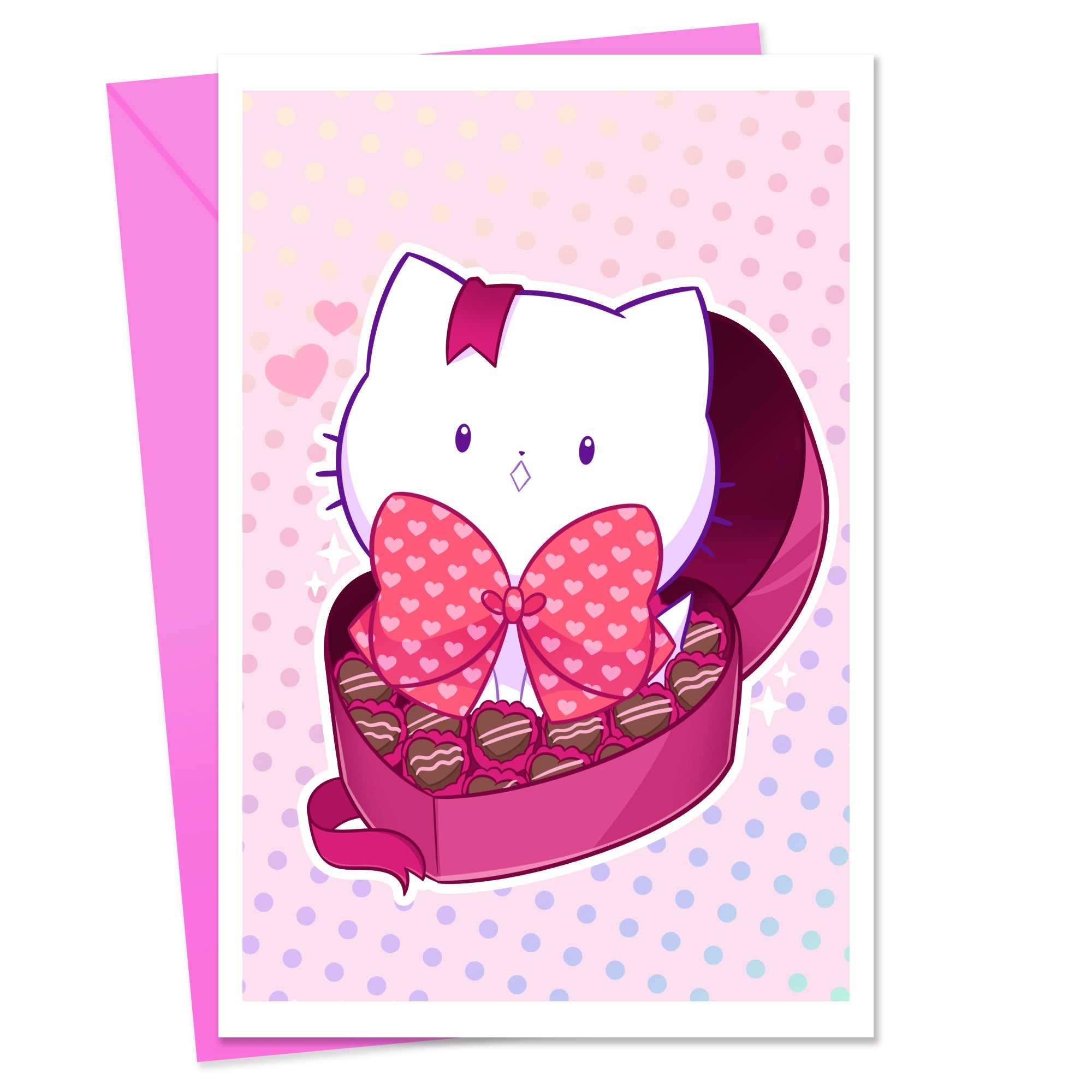 Bubble Kittea Box of Chocolates Greeting Card