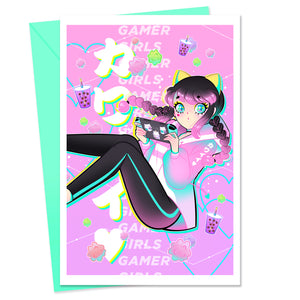 Konpeito Gamer Girls Greeting Card