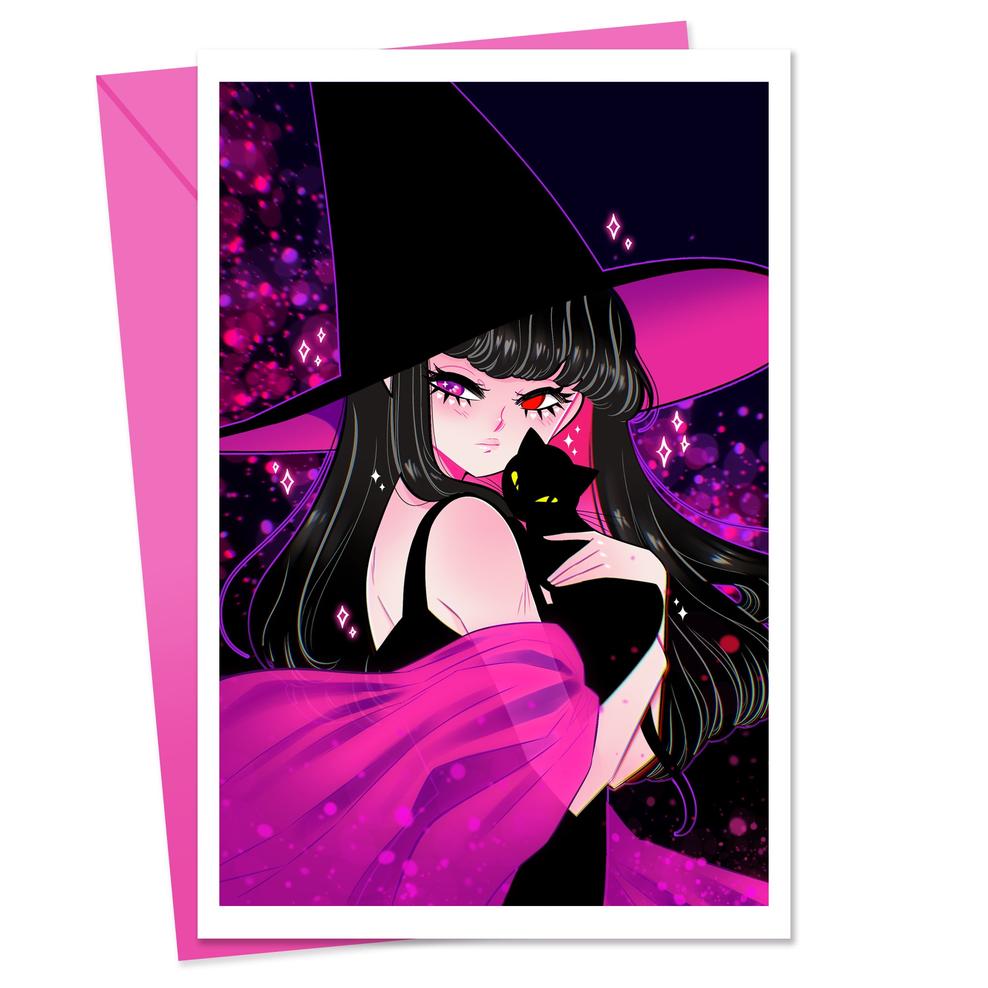Ouija Witch & Cat Greeting Card
