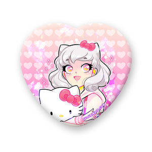 Hello Cutie Plushie Heart Badge