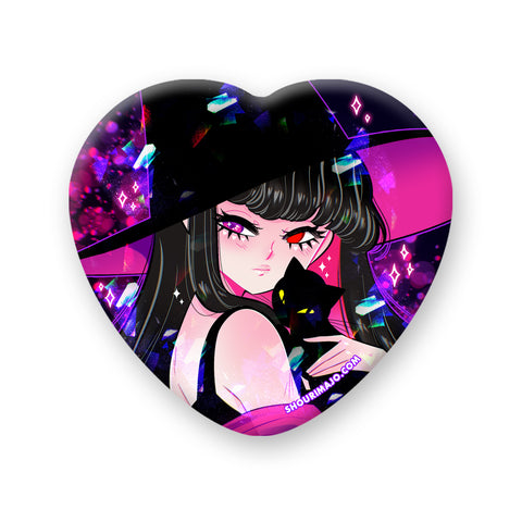 Ouija Witch Heart Badge