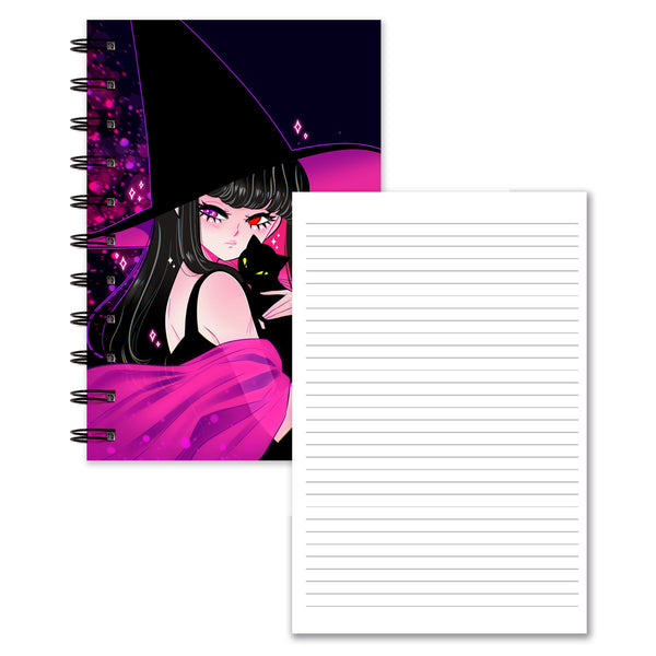 Ouija Witch & Cat Notebook (Lined/Sketch/Sticker Album)