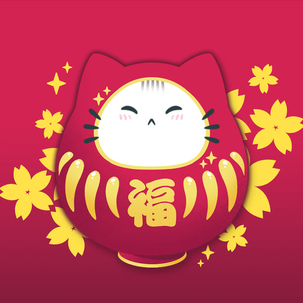 Sassy Kitties Sakura Matsuri Daruma Art Print (Signed)