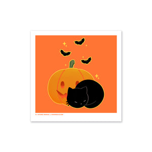 Sassy Kitties Pumpkin Patch Sleeping Art Print (Signed)