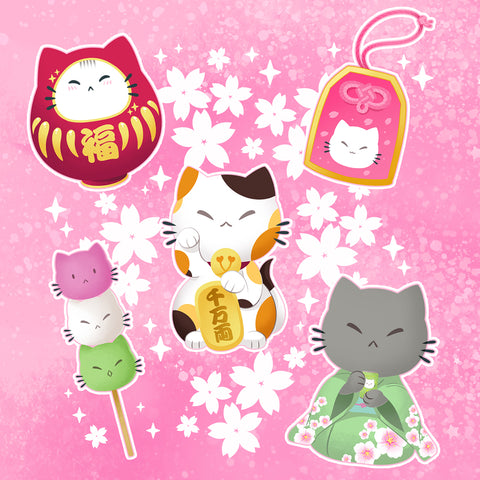 Sassy Kitties Sakura Matsuri Art Print (Signed)