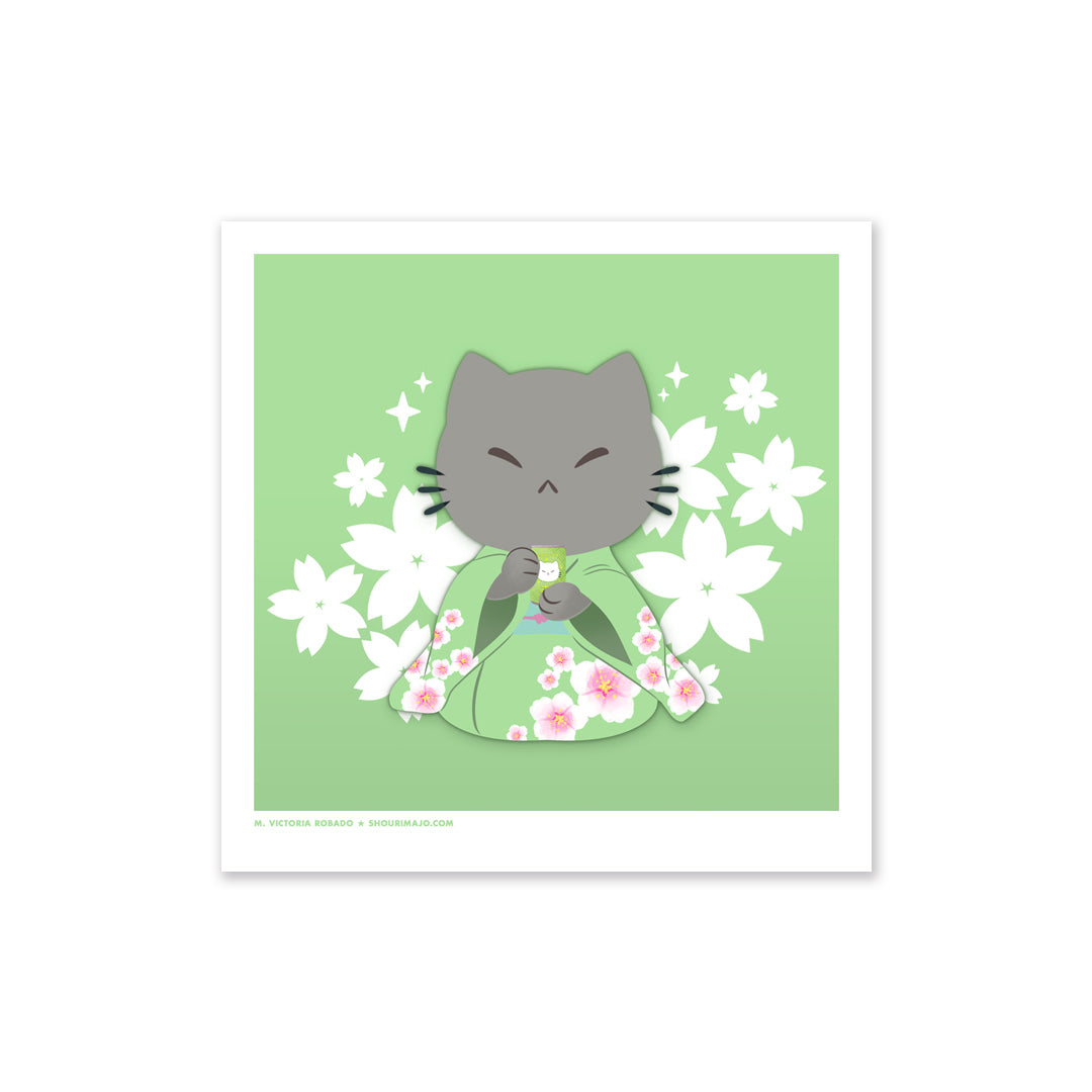 Sassy Kitties Sakura Matsuri Tea Ceremony Art Print (Signed)