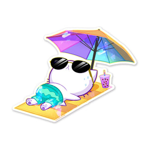 Bubble Kittea Beach Time Sparkly Sticker