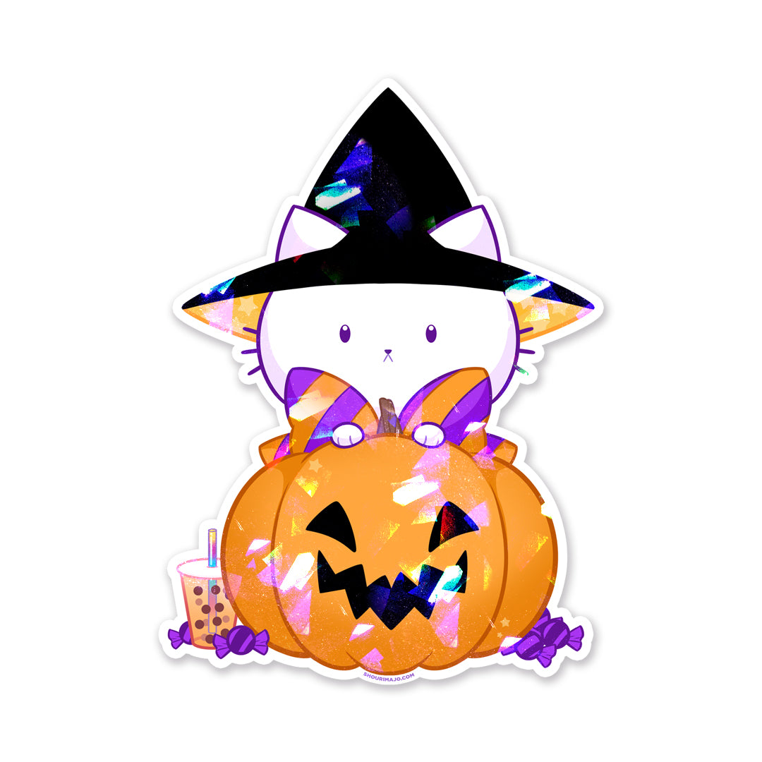 Bubble Kittea Halloween Sparkly Sticker