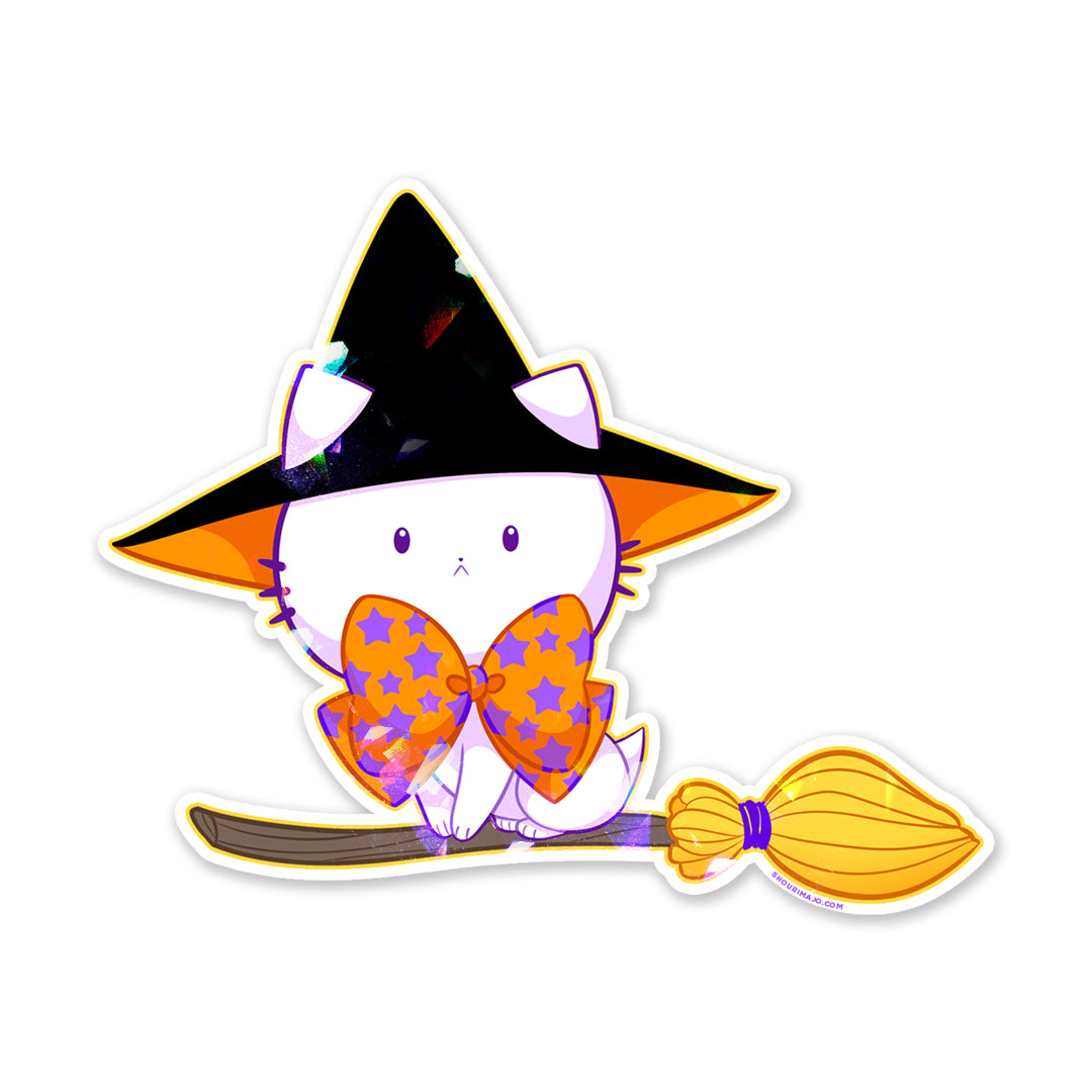 Bubble Kittea Halloween Broom Sparkly Sticker