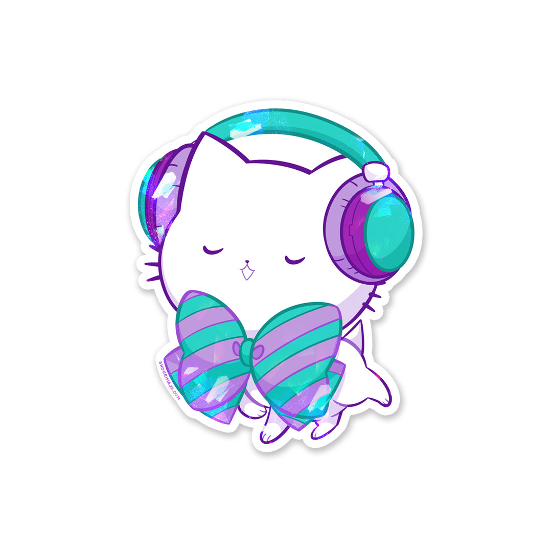 Bubble Kittea Headphones Sparkly Sticker