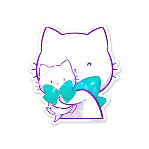 Bubble Kittea Hug Sparkly Sticker