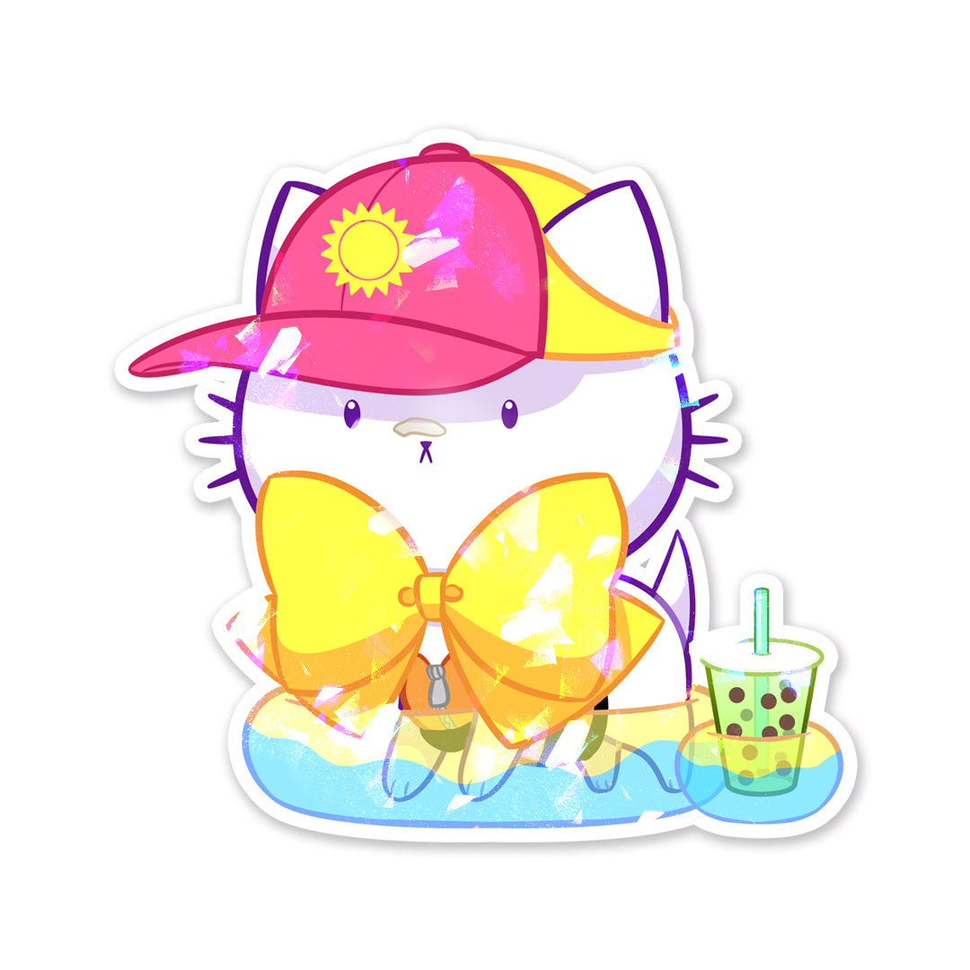 Bubble Kittea Summer Sparkly Sticker