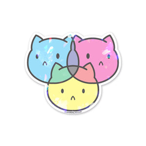 Sassy Kitties CMYKitty Pastel Sparkly Sticker