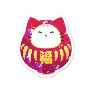 Sassy Kitties Sakura Matsuri Daruma Sparkly Sticker
