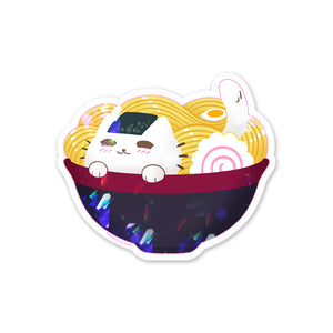 Sassy Kitties Sakura Matsuri Ramen Cat Sparkly Sticker