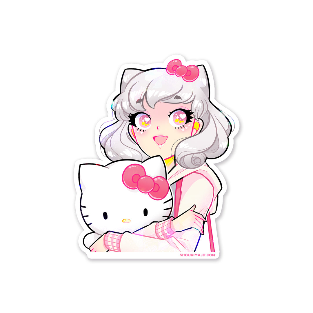 Hello Cutie Plushie Sparkly Sticker