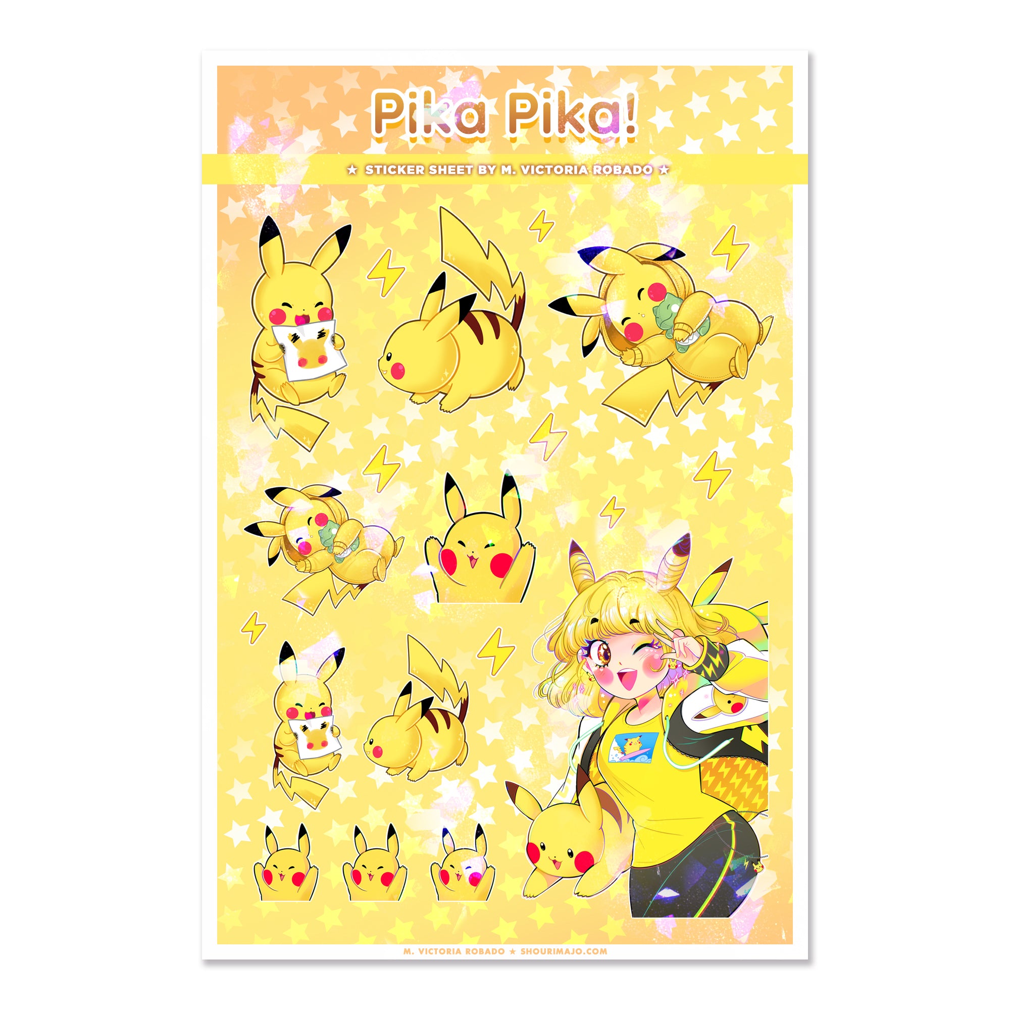 Pika Pika Sparkly Sticker Sheet