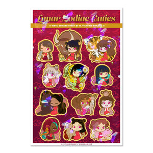 Lunar Zodiac Cuties Sparkly Sticker Sheet