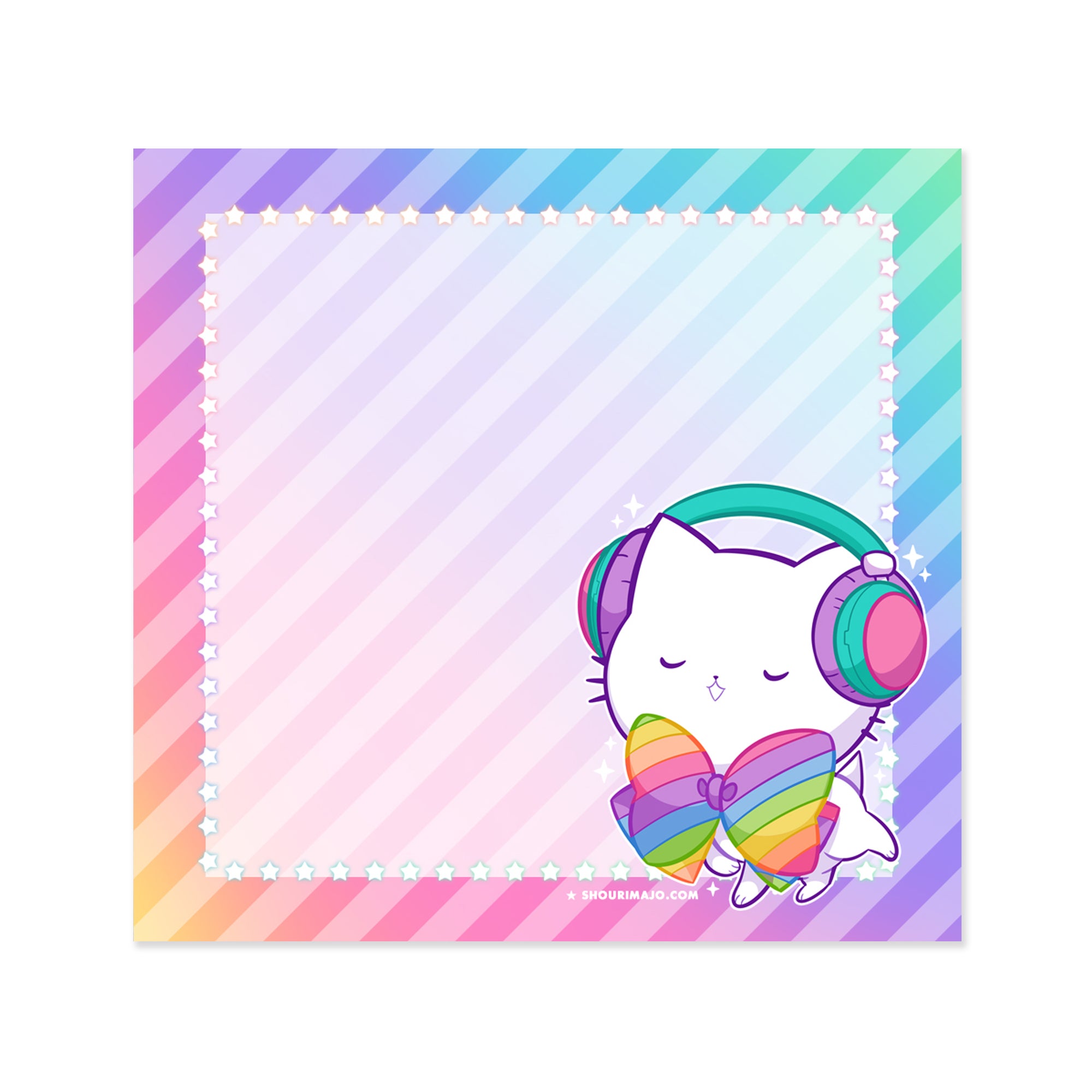Bubble Kittea Headphones Rainbow Sticky Notes