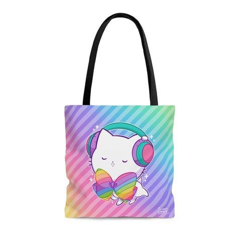 Bubble Kittea Headphones Rainbow Tote Bag