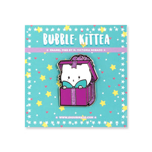 Bubble Kittea in a Box Enamel Pin