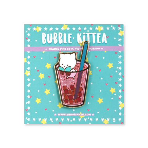 Bubble Kittea in a Cup Enamel Pin